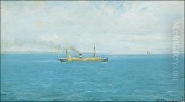 Steam Ship Oil Painting by Woldemar Toppelius