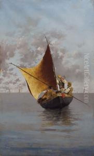 Marina Con Pescatori Oil Painting by Francesco Saverio Torcia