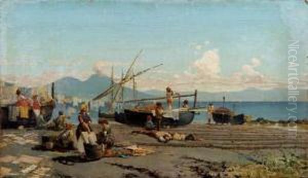 Il Riposo Dei Pescatori Oil Painting by Francesco Saverio Torcia