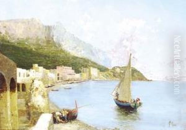 Marina Grande A Oil Painting by Francesco Saverio Torcia