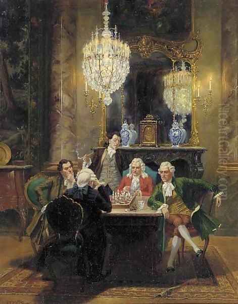 The diversions of gentlemen Oil Painting by Albert Joseph Franke