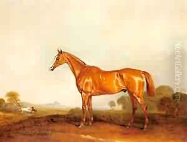 A Golden Chestnut Hunter In A Landscape Oil Painting by John Faulkner