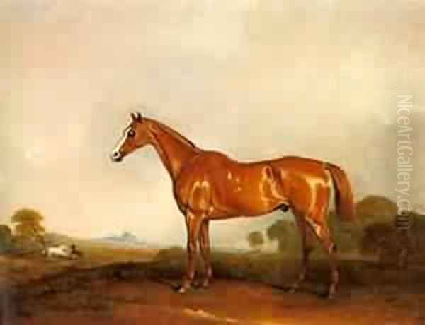 A Chestnut Hunter In A Landscape Oil Painting by John Faulkner