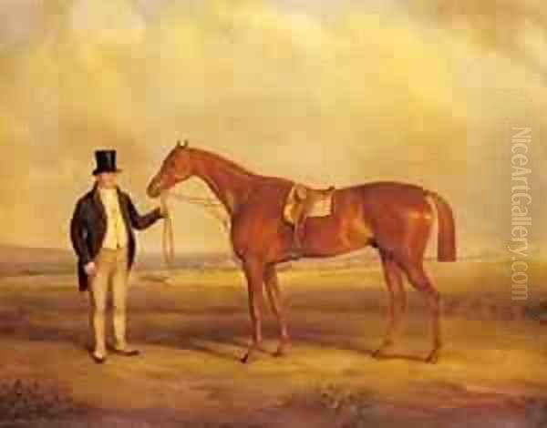 A Gentleman Holding Dangerous The Winner of the 1833 Derby Oil Painting by John Faulkner