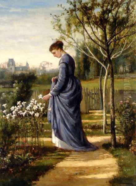 In The Garden Oil Painting by William Mark Fisher