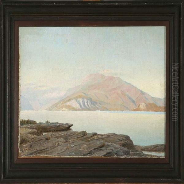 Scandinavian Firodscene Oil Painting by Wenzel Ulrik Tornoe