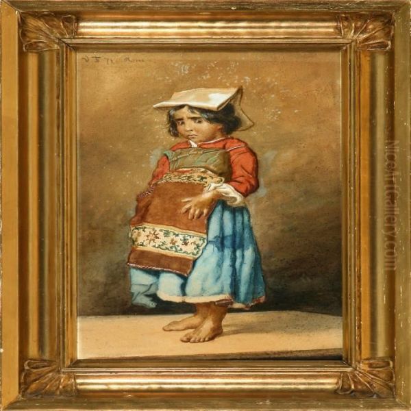 A Bare-fooded Little Italian Girl Oil Painting by Wenzel Ulrik Tornoe