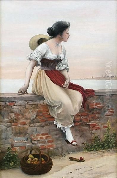 A Wistful Thought Oil Painting by Wenzel Ulrik Tornoe