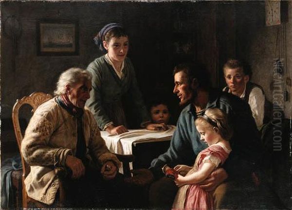 A Family Gathering Oil Painting by Wenzel Ulrik Tornoe