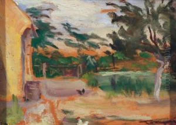 Garden At Dusk Oil Painting by Janos Tornyai