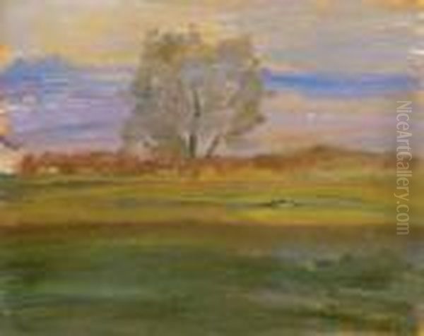 Tree In Martely Oil Painting by Janos Tornyai