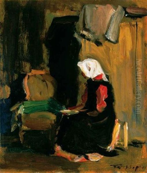 In The Studio Oil Painting by Janos Tornyai