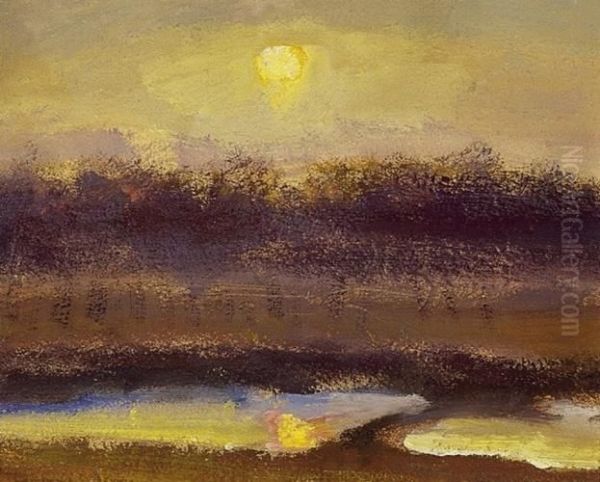 Sunset Oil Painting by Janos Tornyai