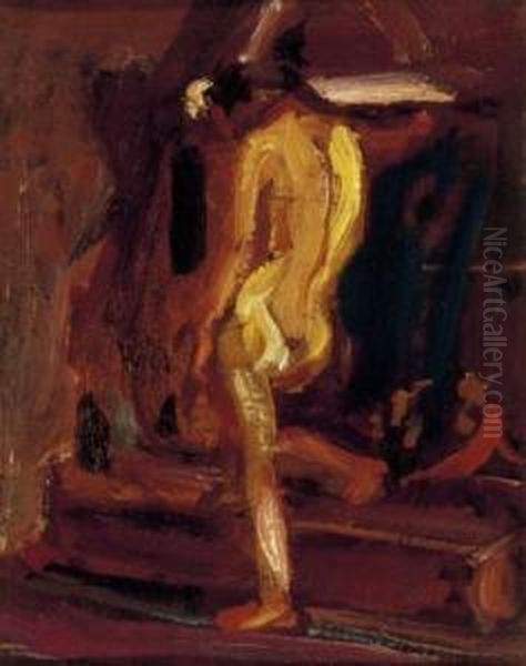 Back Nude Oil Painting by Janos Tornyai