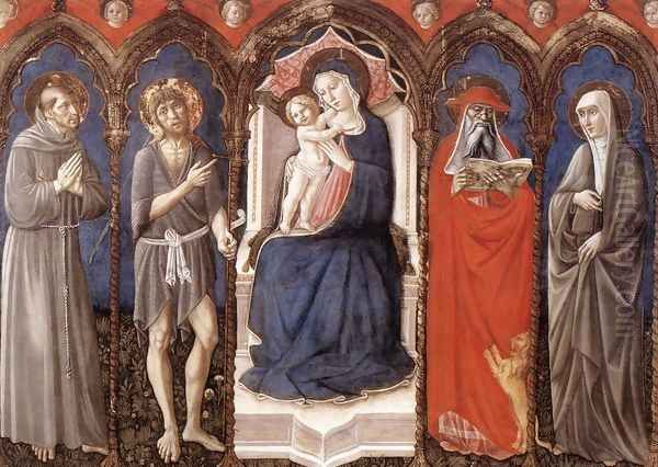 Madonna with Child and Four Saints 1468 Oil Painting by Niccolo Da Foligno