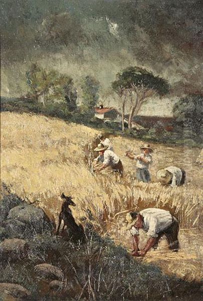 La Siega Oil Painting by Francesc Torrescassana Sallares