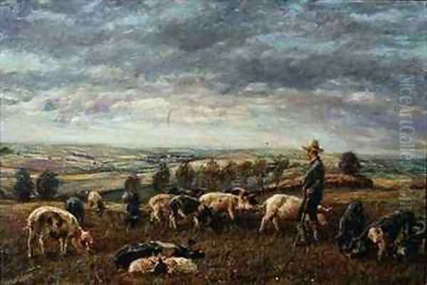 On the Sussex Downs Oil Painting by Mark Fisher