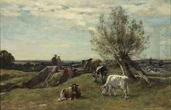 Landscape and Cattle Oil Painting by Mark Fisher