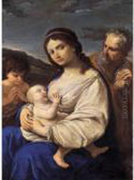 Sacra Famiglia Con San Giovannino Oil Painting by Flaminio Torri