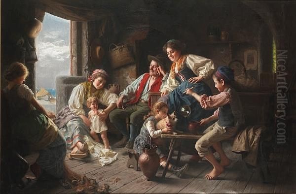 The Fisherman's Family Oil Painting by Giovanni Battista Torriglia