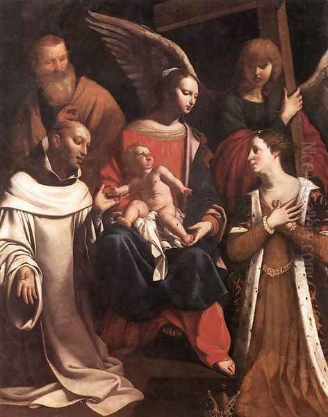 Holy Family with St Bruno and St Elisabeth Oil Painting by Guy Francois