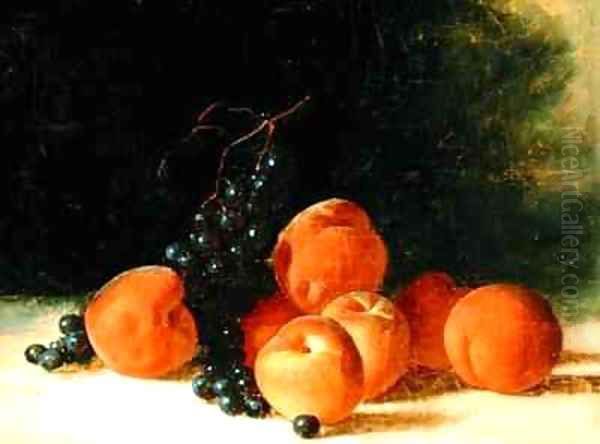 Still Life with Grapes and Peaches Oil Painting by John F Francis