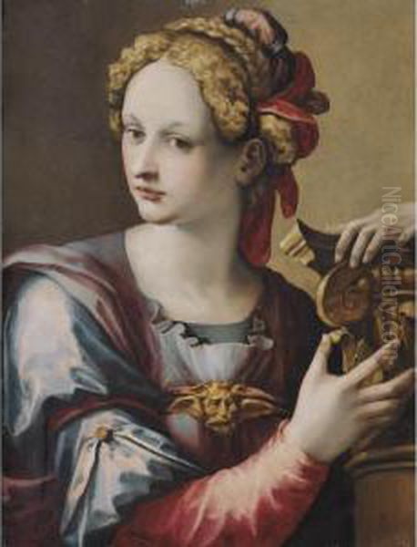 Allegorical Figure Oil Painting by Michele di Ridolfo del Ghirlandaio (see Tosini)