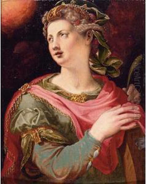 Saint Catherine Of Alexandria Oil Painting by Michele di Ridolfo del Ghirlandaio (see Tosini)