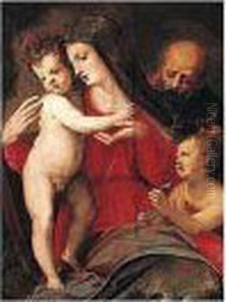 The Holy Family With The Infant Saint John The Baptist Oil Painting by Michele di Ridolfo del Ghirlandaio (see Tosini)