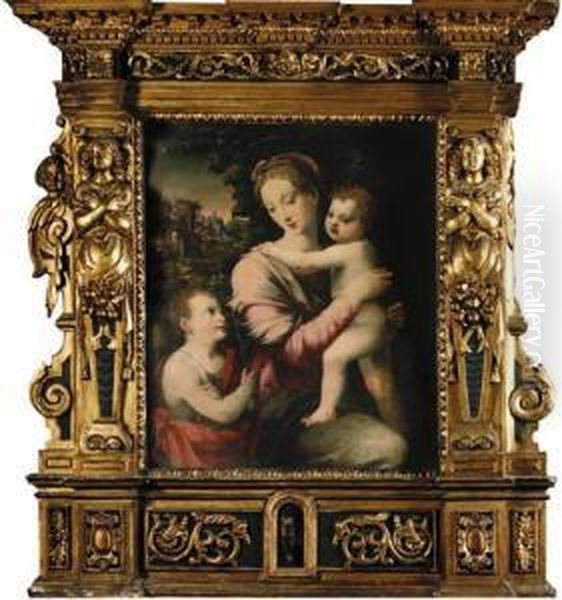 The Madonna And Child With The Infant Saint John The Baptist Oil Painting by Michele di Ridolfo del Ghirlandaio (see Tosini)