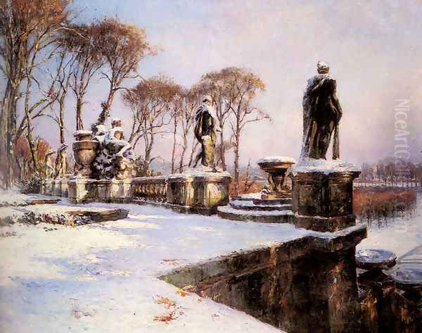 Parc de St. Cloud in the Snow Oil Painting by Paul Leon Frequenez