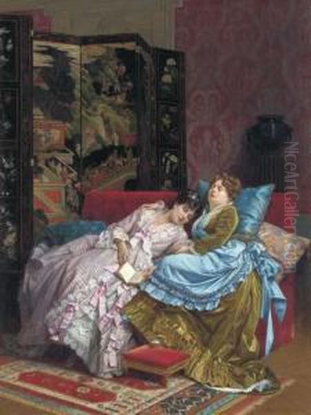 An Afternoon Idyll Oil Painting by Auguste Toulmouche