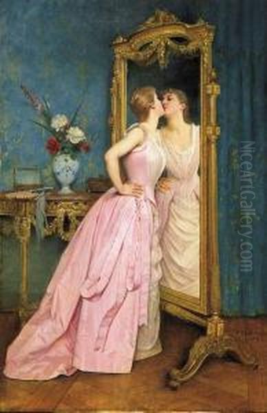 Vanity Oil Painting by Auguste Toulmouche