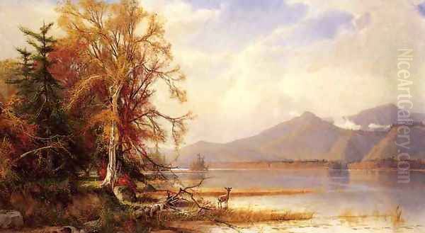 Mountain Lake in Autumn Oil Painting by Henry A. Ferguson