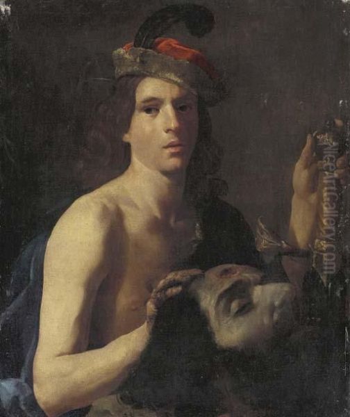 David With The Head Of Goliath Oil Painting by Nicolas Tournier