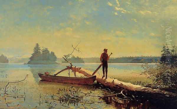 An Adirondack Lake Oil Painting by Herman Fuechsel