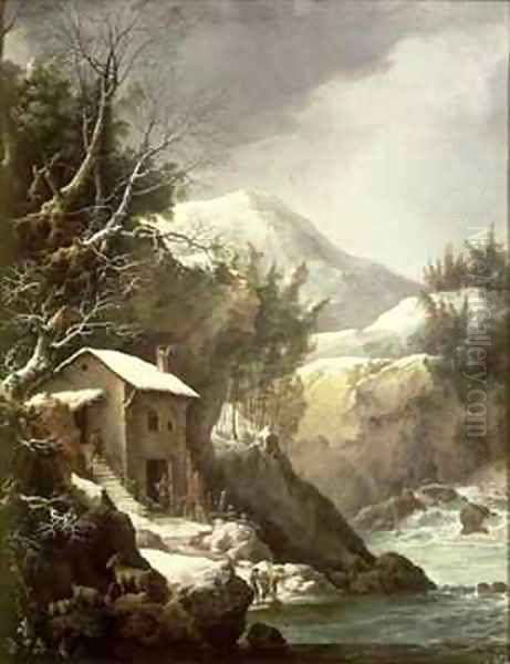 Winter landscape Oil Painting by Francesco Foschi