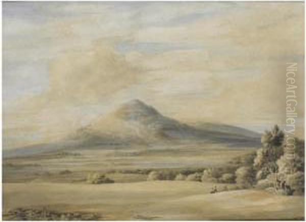 A View Of The Wrekin In Shropshire Going From Wenlock Toshrewsbury Oil Painting by Francis Towne