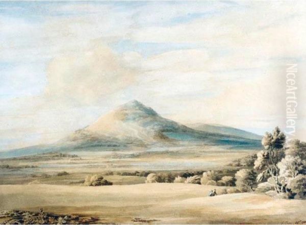 A View Of The Wrekin In Shropshire Going From Wenlock To Shrewsbury Oil Painting by Francis Towne