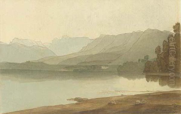 The Head Of Lake Windermere, Lake District Oil Painting by Francis Towne