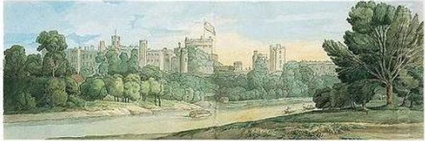 Windsor Castle From Fellow's Eyot Oil Painting by Francis Towne