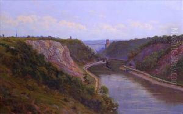 Viewof Clifton Suspension Bridge Oil Painting by Alfred Oliver Townsend