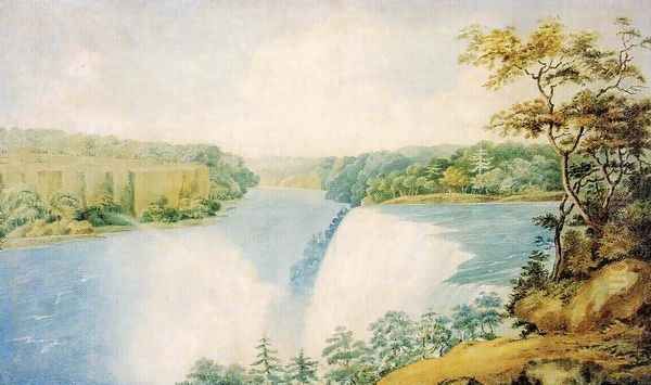 Niagara Falls from Goat Island Looking toward Prospect Point Oil Painting by Charles Fraser