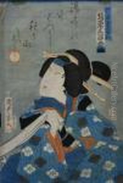 The Kabuki Actor Bando Mitsugoro In A Female Role Oil Painting by Utagawa Toyokuni Iii