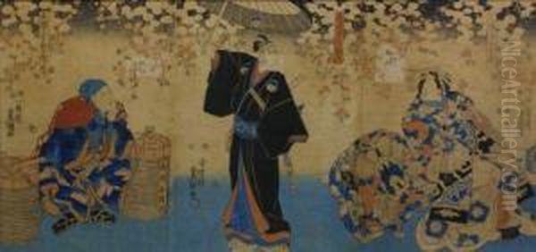 A Scenefrom Sukeroku Oil Painting by Utagawa Toyokuni Iii