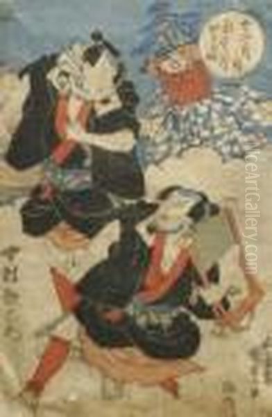 Two Actors Oil Painting by Toyokuni