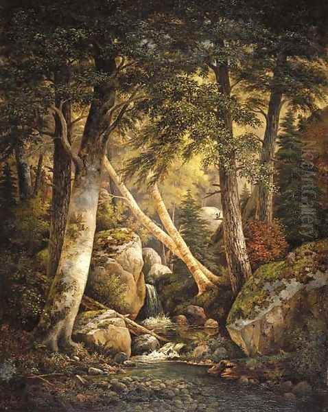 Wooded Interior Oil Painting by Henry Chapman Ford