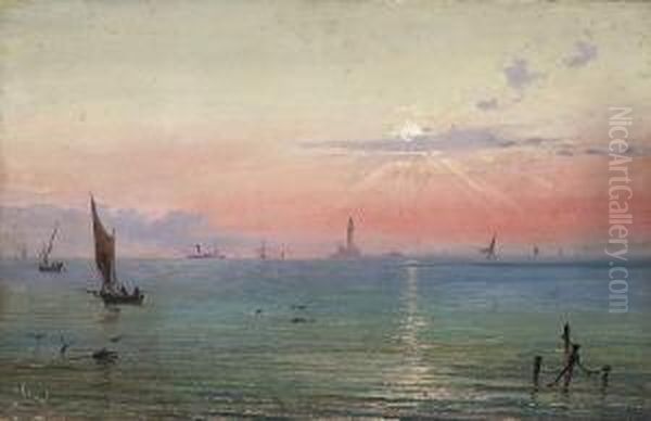 Abendstimmung Am Meer. Oil Painting by Domenico, Dominique Trachel