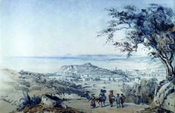 Vue De Nice Depuis La Route De Genes Oil Painting by Ercole, Hercule Trachel