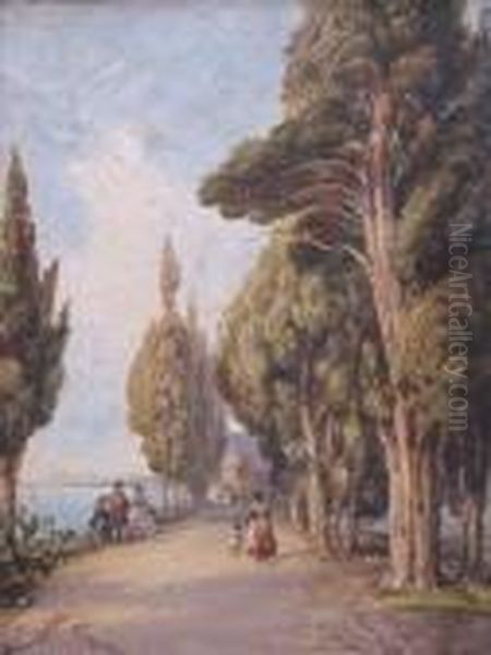 Route De France Oil Painting by Ercole, Hercule Trachel